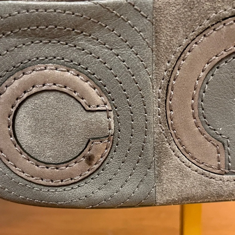 Coach Mia Madison Signature C Inlaid Grey Patchwork Wristlet